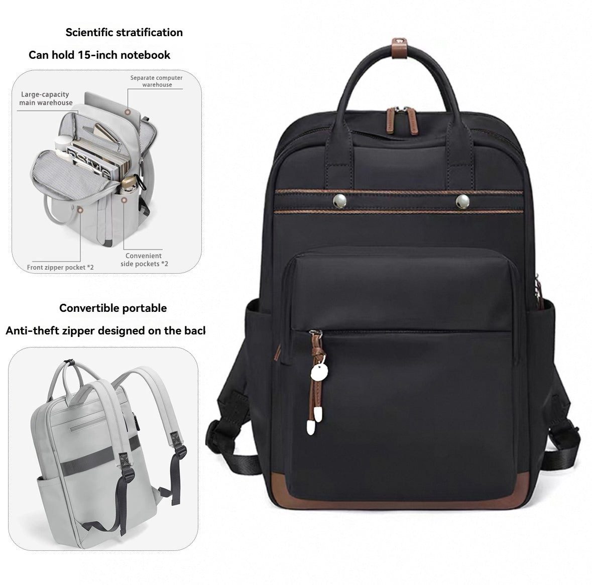 New unisex versatile laptop backpack top handle travel casual backpack business computer bag